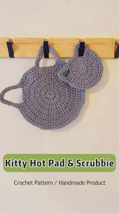 Cat Potholder & Dish Scrubby Crochet Pattern - Instant Download PDF