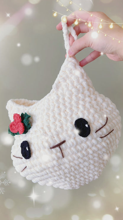Christmas Cat Stocking Crochet Pattern - Instant Download PDF
