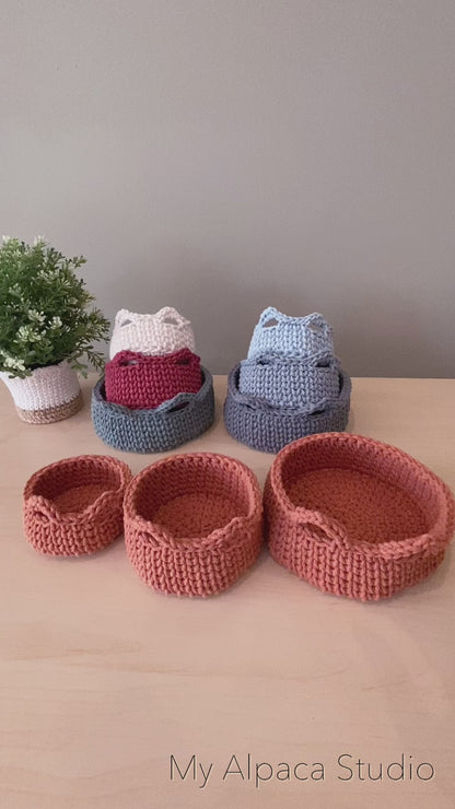 Cat Basket in 3 sizes Crochet Pattern - Instant Download PDF