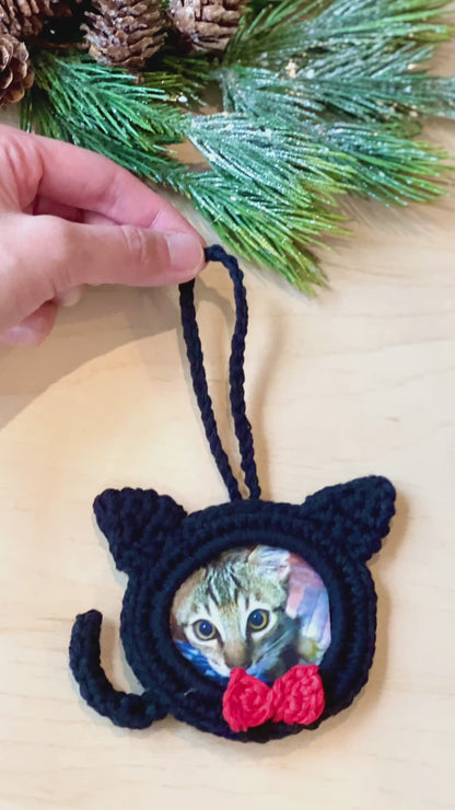 Cat Photo Frame Ornament Crochet Pattern - Instant Download PDF