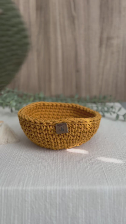 6" Flared Crochet Catchall - Cotton Trinket Bowl & Entryway Key Tray