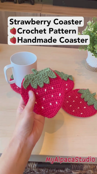 Strawberry Coaster Crochet Pattern - Instant Download PDF
