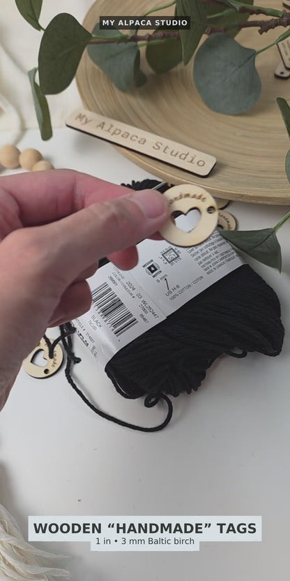 Round Wooden “Handmade” Tags with Heart