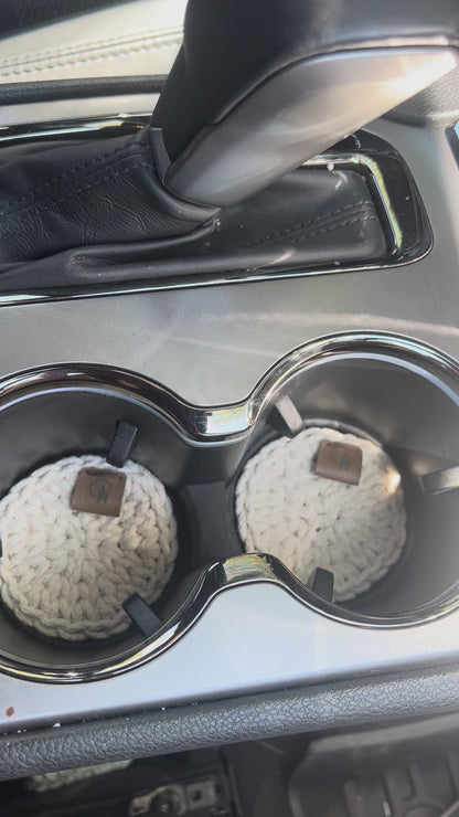 Crocheted Car Coasters with Removal Tab (Set of 2)