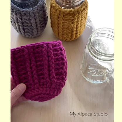 Mason Jar Cozy in 2 sizes Crochet Pattern - Instant Download PDF