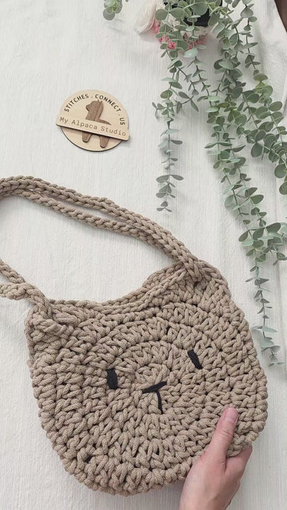 2 Sizes Cat Bag Crochet Pattern with Adjustable Handle (Digital Download & Video Tutorial)