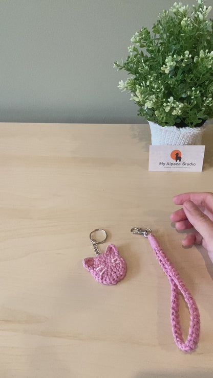 Cat Keychain Wristlet Crochet Pattern - Instant Download PDF