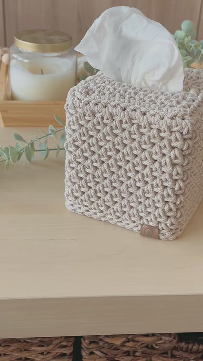 Crocheted Square Tissue Box Cover - Modern Cotton Boutique Box Sleeve