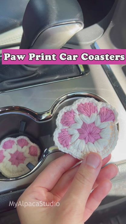Cat Paw Car Coaster Crochet Pattern - Instant Download PDF