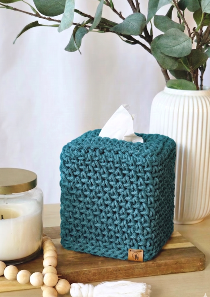 Crocheted Square Tissue Box Cover - Modern Cotton Boutique Box Sleeve