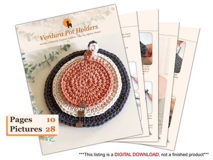 Verdura Hot Pad in 3 sizes Crochet Pattern - Instant Download PDF